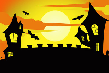 Halloween night : Horror castle and full moon 