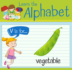 Flashcard letter V is for vegetable