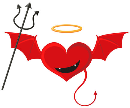 Red heart with devil wings