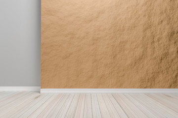 Empty interior light brown room with wooden floor, For display o