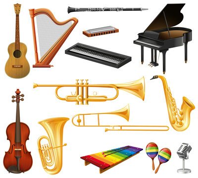 Different types of musical instruments