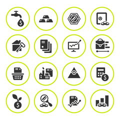 Set round icons of investment and finance