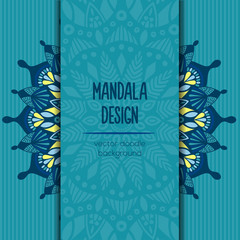 Vector tribal business card. Mandala design. Ornamental doodle background.