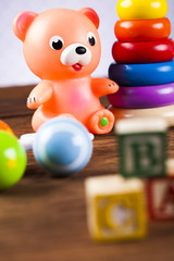 Kids World toy on a wooden background