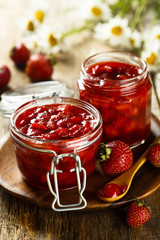 Homemade strawberry marmalade with cinnamon