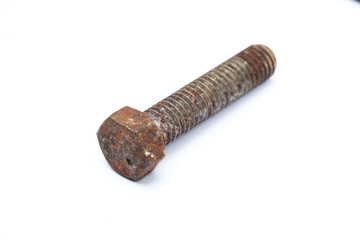 old rusty bolts isolated on white background