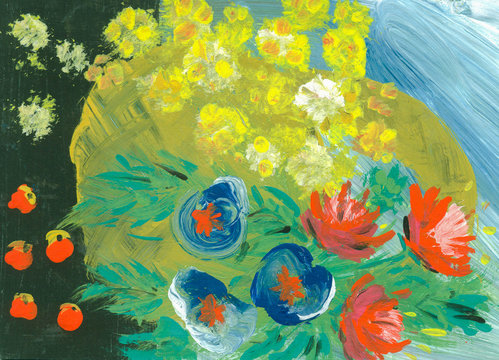 Abstract Gouache Flowers