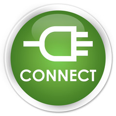 Connect soft green glossy round button