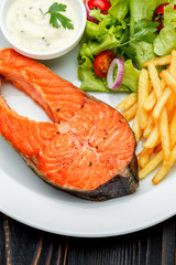 Crispy roasted salmon steak