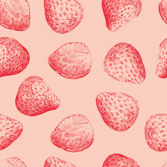 Strawberries seamless pattern in pale colors. Vector illustration - 125025759