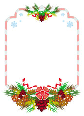 Holiday winter frame with pine branch