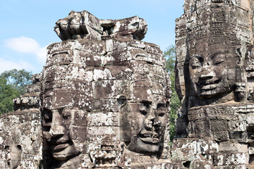 Obraz premium Smiling,gargantuan face at Angkor Thom,Siem Reap,Cambodia.