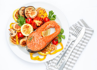 Crispy roasted salmon steak