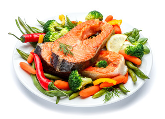 Crispy roasted salmon steak