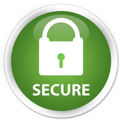 Secure (padlock icon) soft green glossy round button