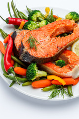 Crispy roasted salmon steak