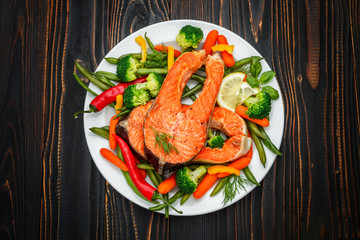 Crispy roasted salmon steak