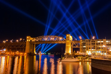 Fototapeta na wymiar Majestic light beam show in Vancouver, Canada.