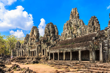 Naklejka premium Angkor, Cambodia. Bayon Temple Angkor Thom. Ancient Khmer architecture.