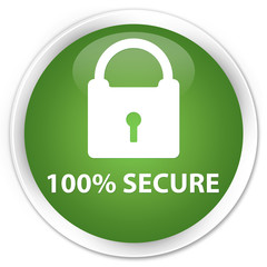 100% secure soft green glossy round button
