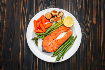 Crispy roasted salmon steak