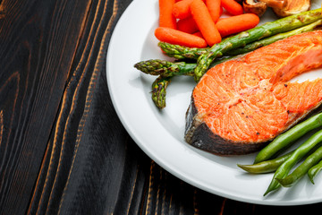 Crispy roasted salmon steak