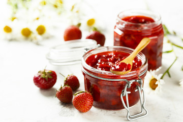 Homemade strawberry marmalade with cinnamon