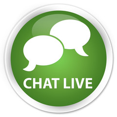 Chat live soft green glossy round button