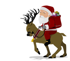 Santa is riding reindeer on transparent background

