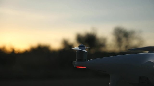 Close up of a drone lifting off