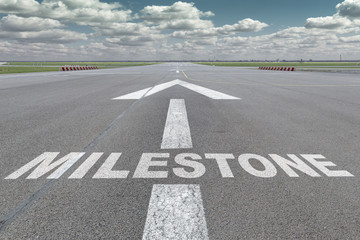 Airport runway arrow milestone