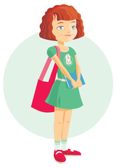 pupil girl with school backpack