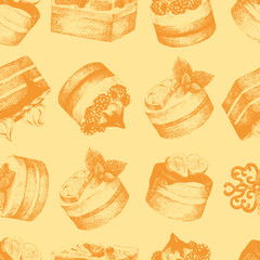 Cakes seamless pattern. Vector illustration