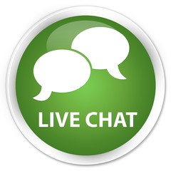 Live chat soft green glossy round button