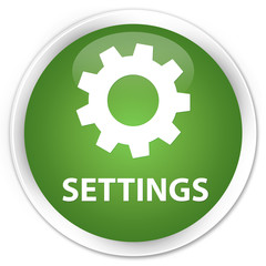 Settings soft green glossy round button