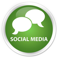 Social media (chat bubble icon) soft green glossy round button