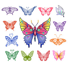 Fototapeta na wymiar Butterfly logo set