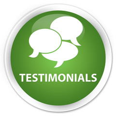 Testimonials (comments icon) soft green glossy round button