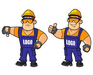 Builder, working, or foreman. From a large set of mascots. Replace your logo on.