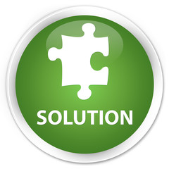 Solution (puzzle icon) soft green glossy round button