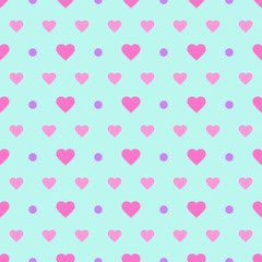 Polka Dot & Heart, Seamless background with abstract hearts