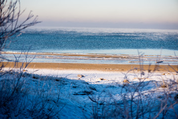 frozen beach view by the baltic sea