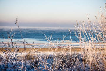 frozen beach view by the baltic sea