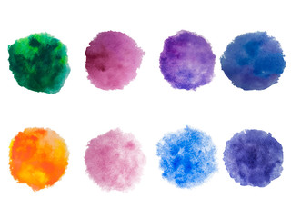 Rainbow colors watercolor paint stains vector backgrounds set