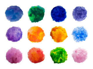 Rainbow colors watercolor paint stains vector backgrounds set