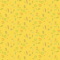  Vector illustration seamless pattern geometric shapes, contours. On beige background and without background