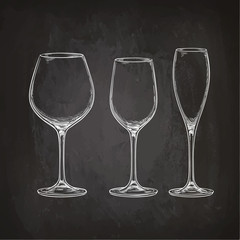 Set of empty glasses.