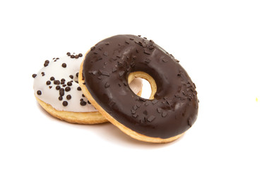 delicious donuts in color glaze isolated