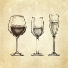 Set of wine glasses.