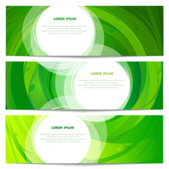  Set of green banners illustration.